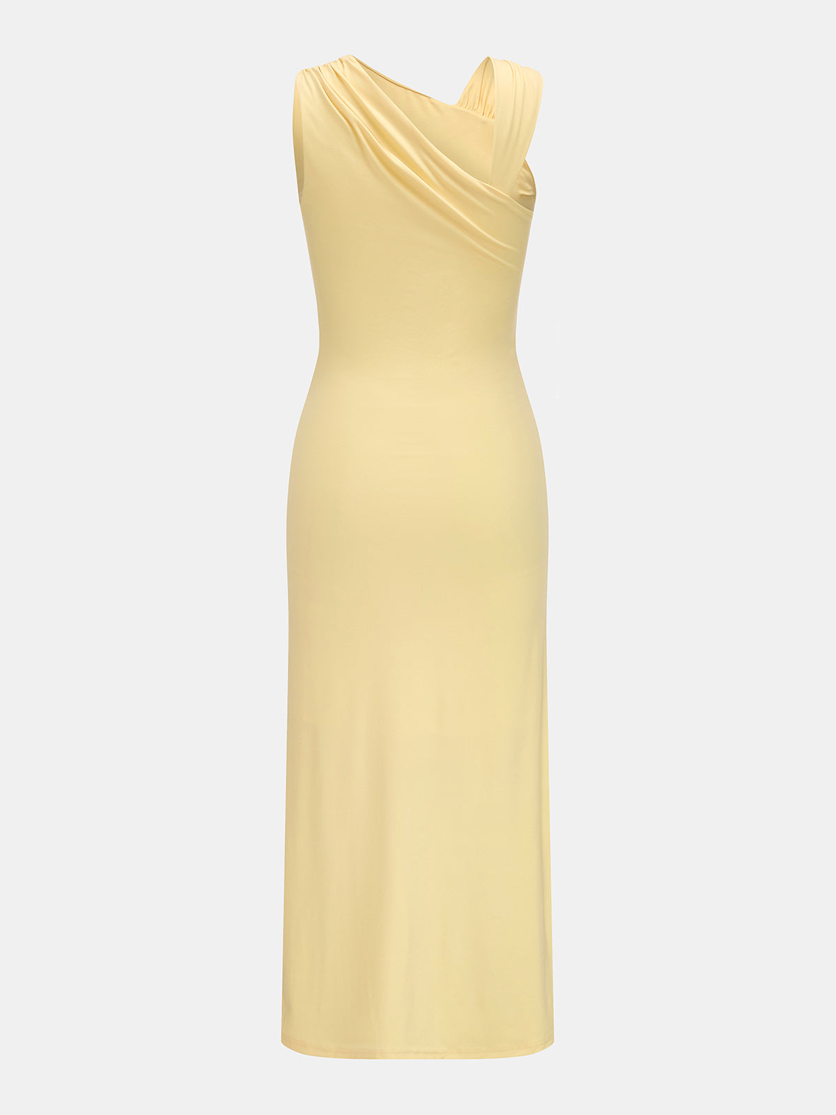 Asymmetric Sleeveless Ruched Waist Maxi Dress