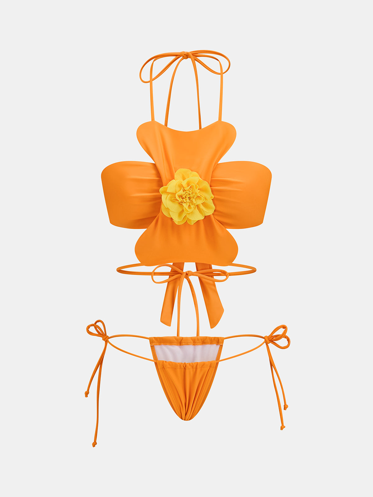 3D Flower Bikini & Mini Skirt 3Pcs Swim Set