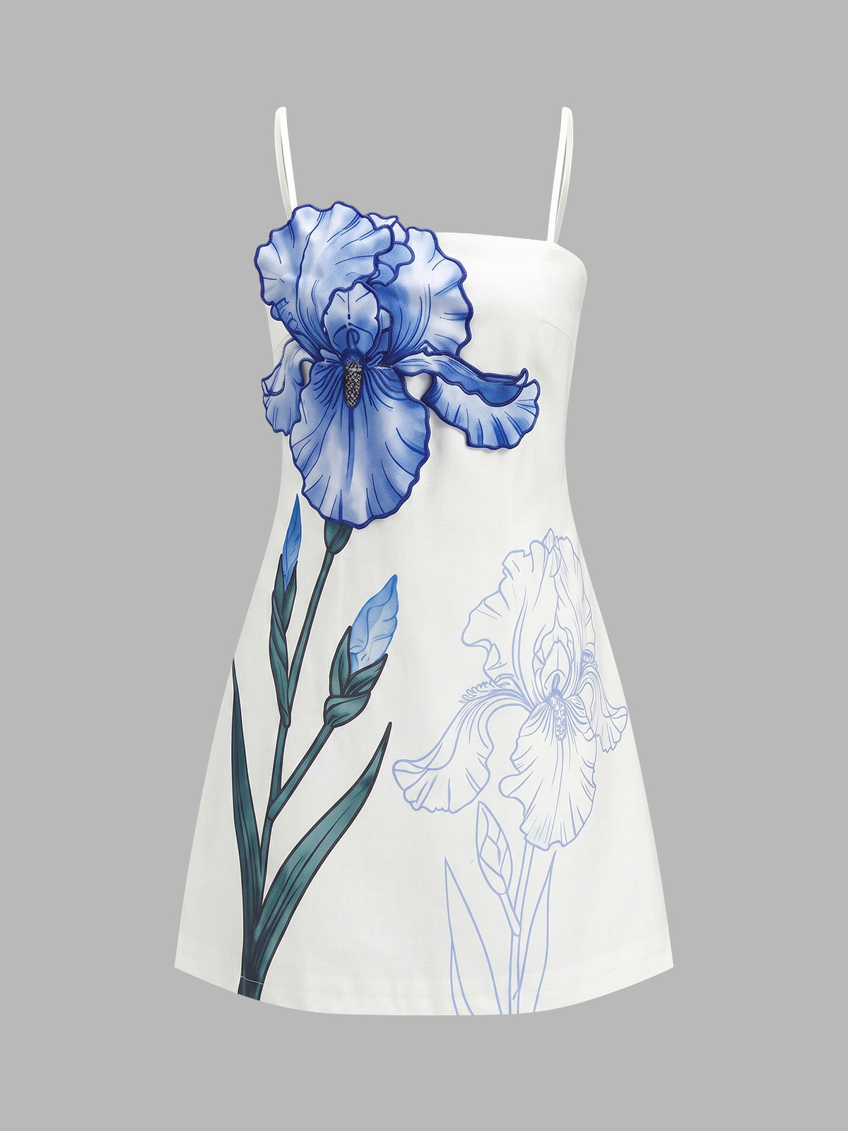 3D Iris Appliqué Cami Mini Dress