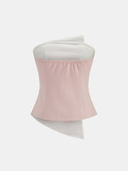 Asymmetric Ruched Strapless Top & Pants Set
