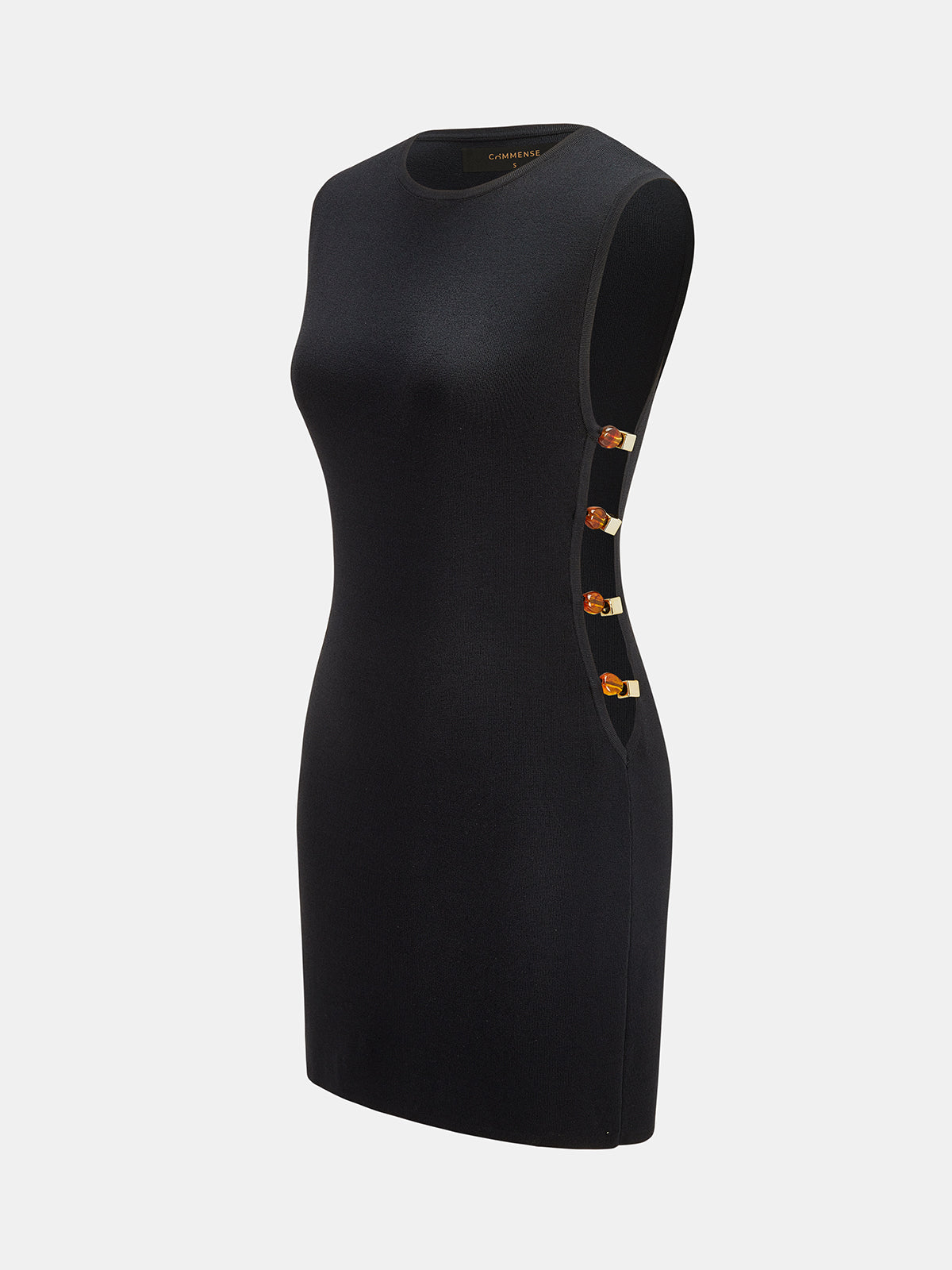Amber Bead Cutout Sleeveless Knit Mini Dress