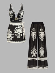 3-Piece Boho Floral Print Swimsuit Set