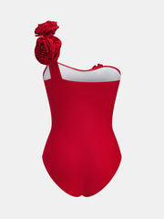 3D Rose One Piece Swimsuit & Draped Skirt Set