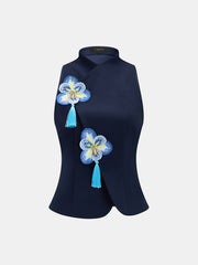 3D Floral Tassel Wrap Sleeveless Vest