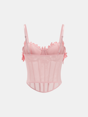 3D Floral Mesh Corset Top