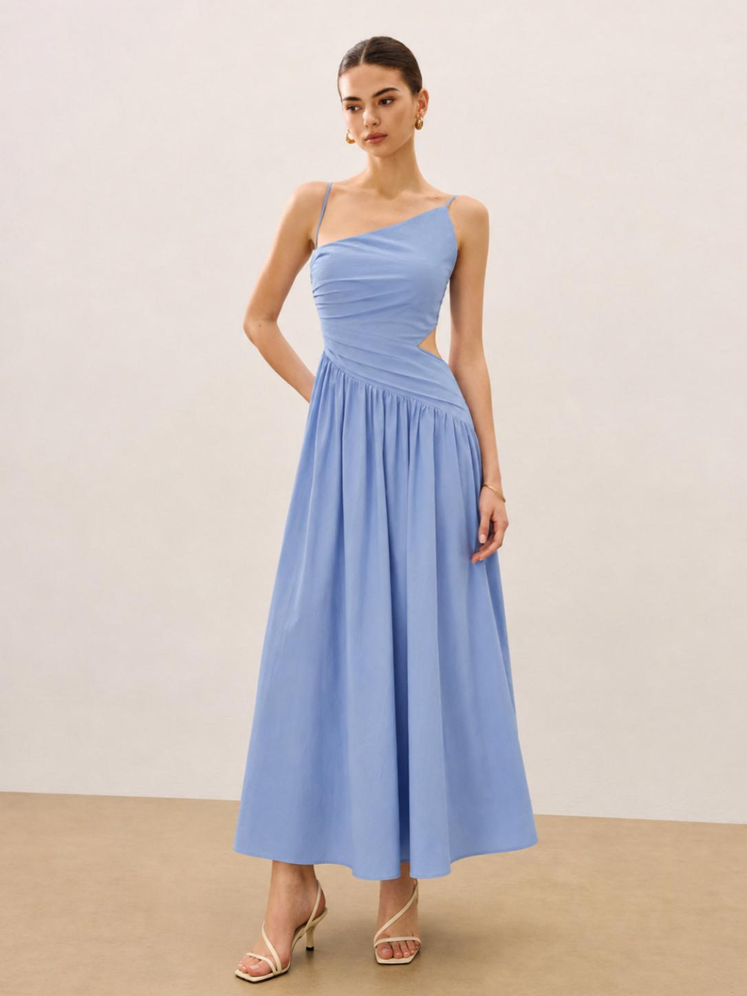 Asymmetric Cutout Cami Maxi Dress