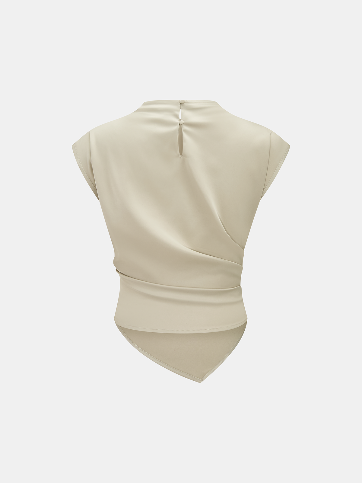 Asymmetrical Draped Ruched Satin Blouse