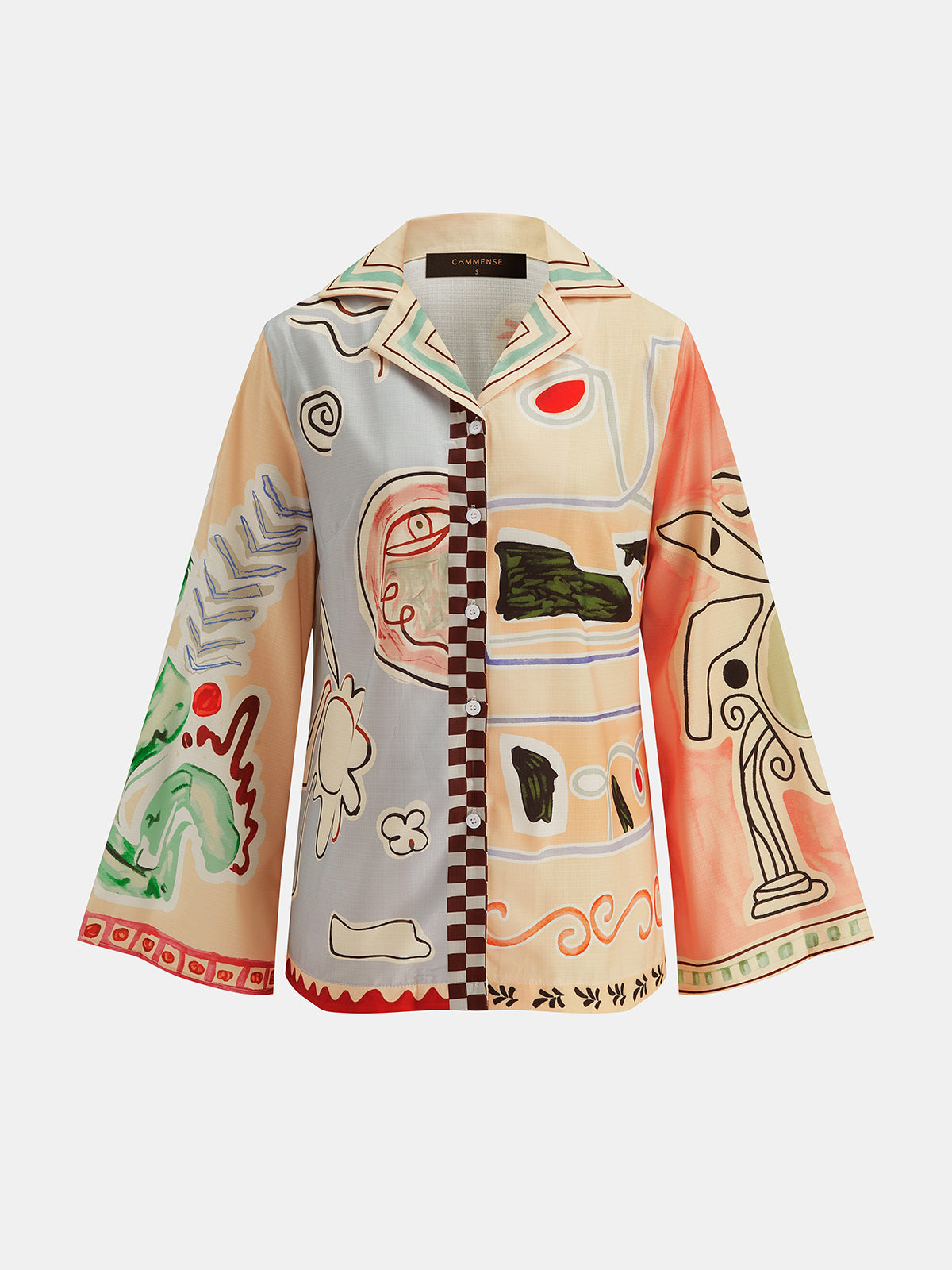 Abstract Print Shirt & Drawstring Shorts Set