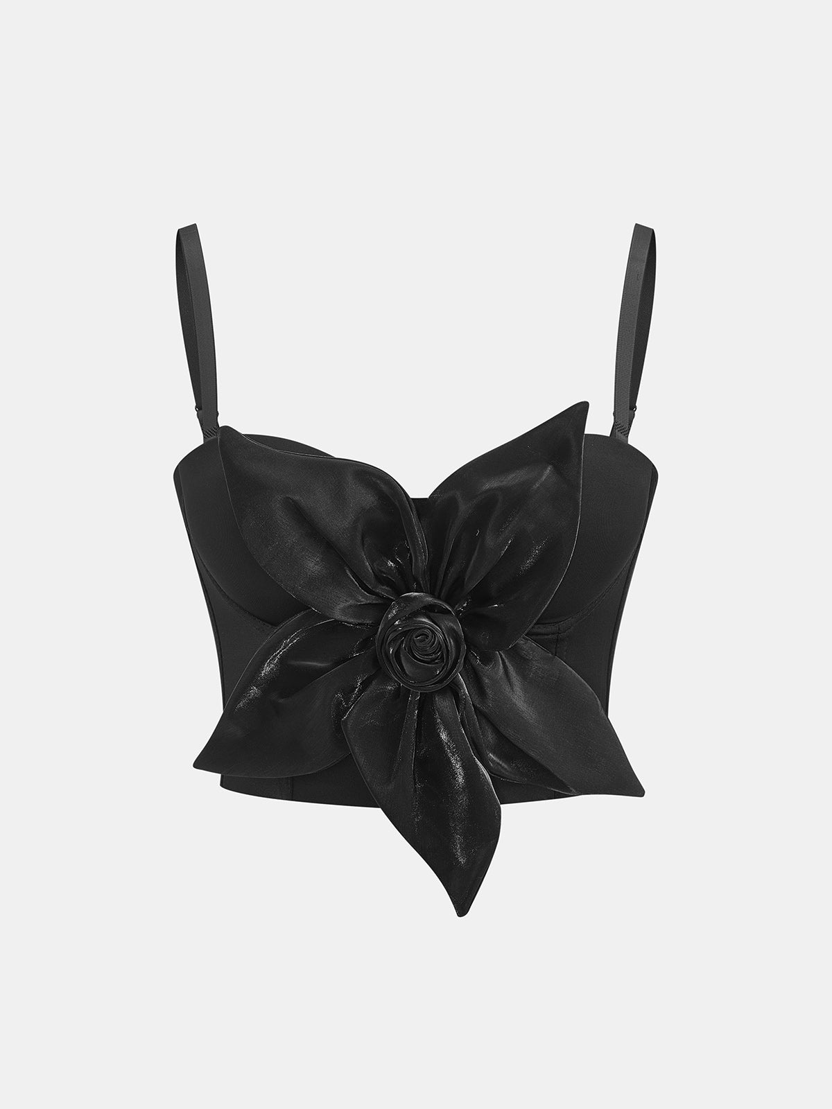 3D Rose Hook Eye Corset Cami Top