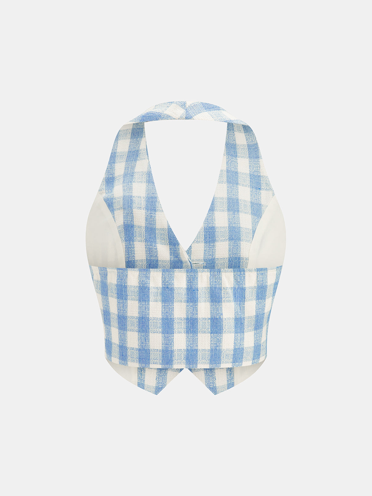 3D Flower Gingham Halter Vest & Shorts Set