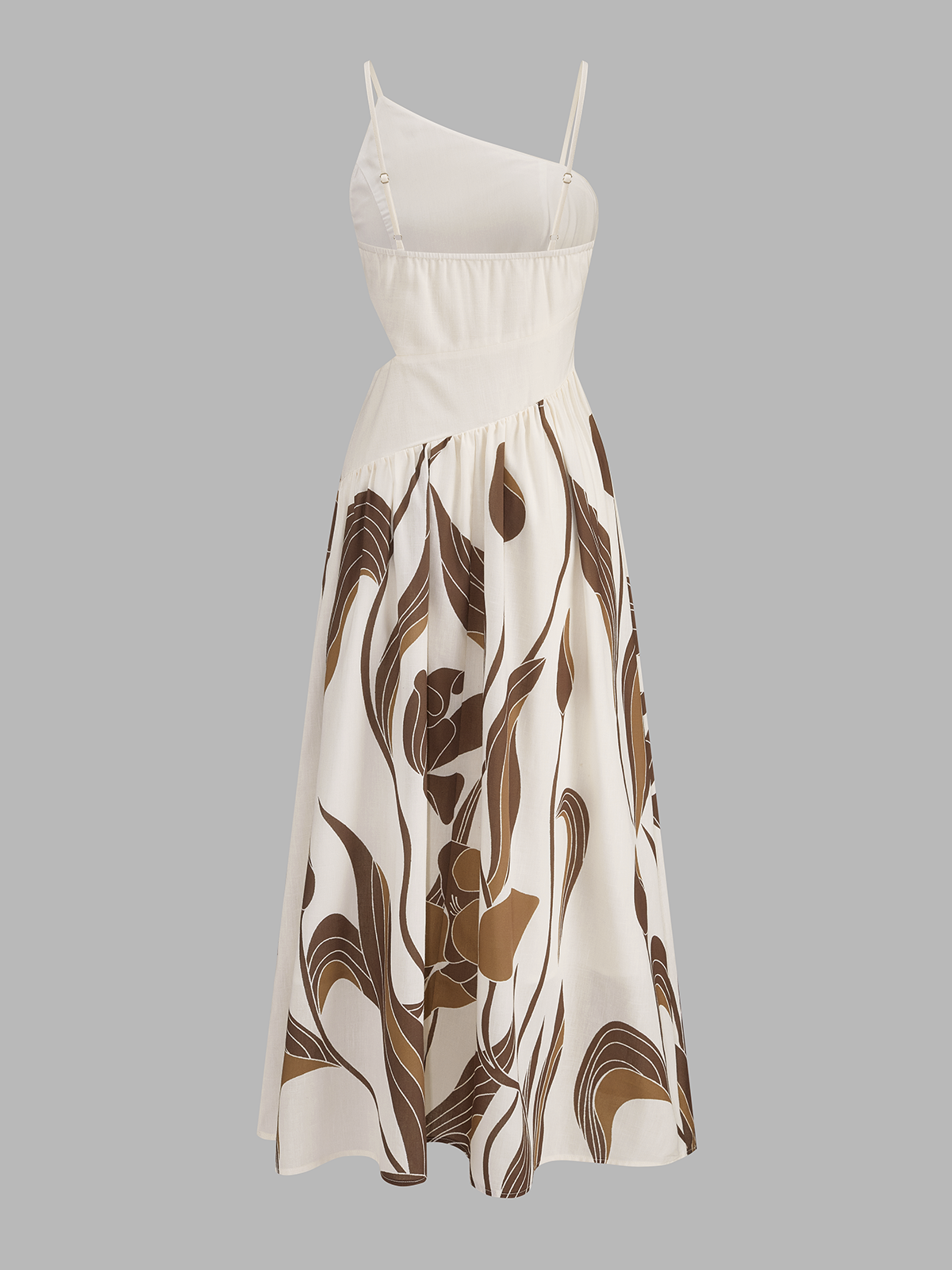 Asymmetrical Cutout Abstract Print Maxi Dress