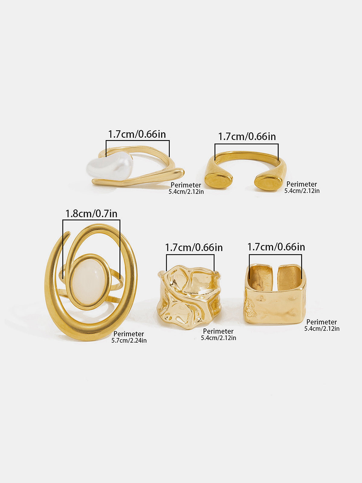 5pcs Irregular Statement Stacked Rings Set