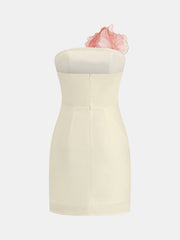 3D Iris Floral Strapless Bodycon Mini Dress