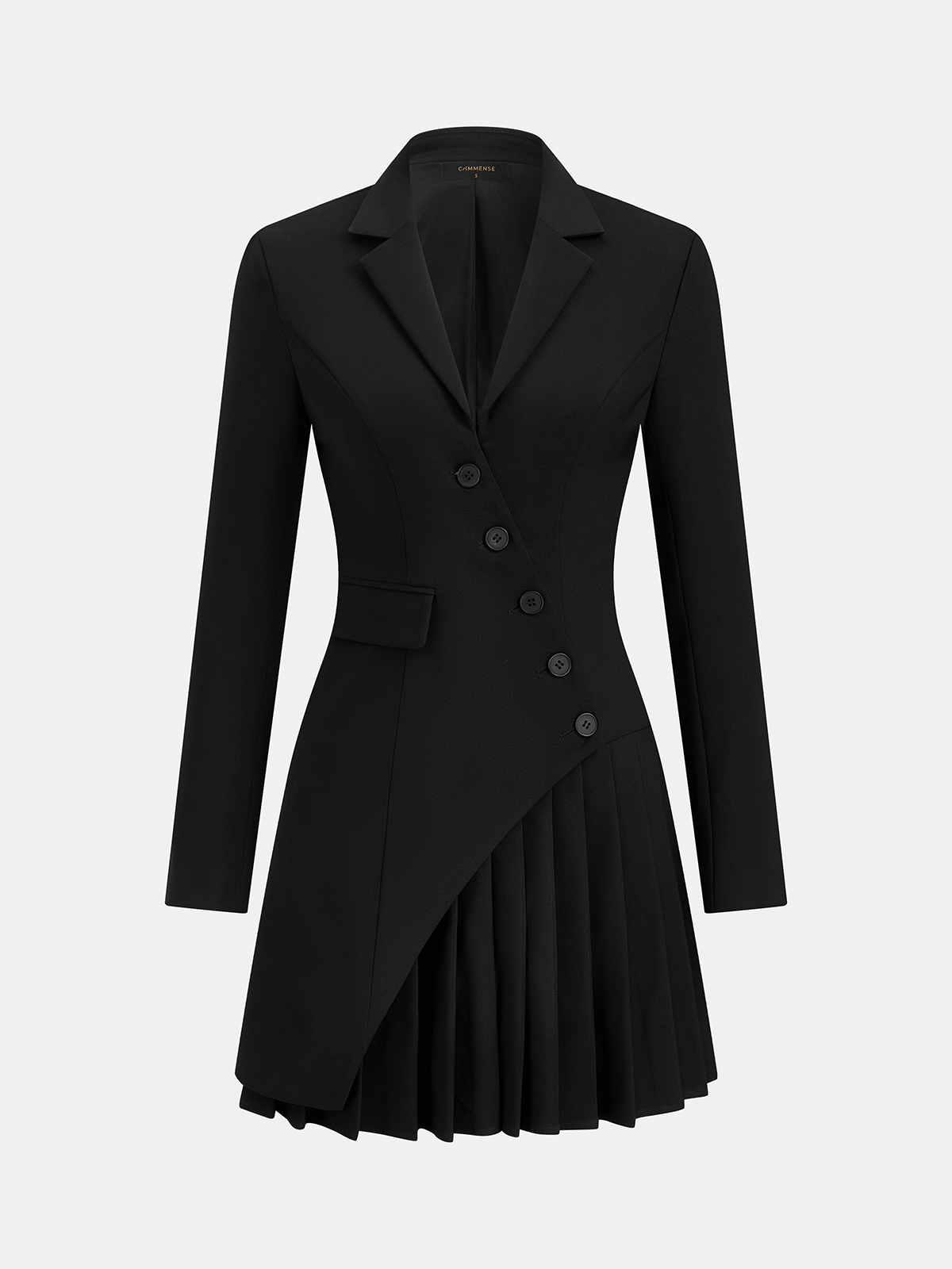 Asymmetric Pleated Blazer Dress