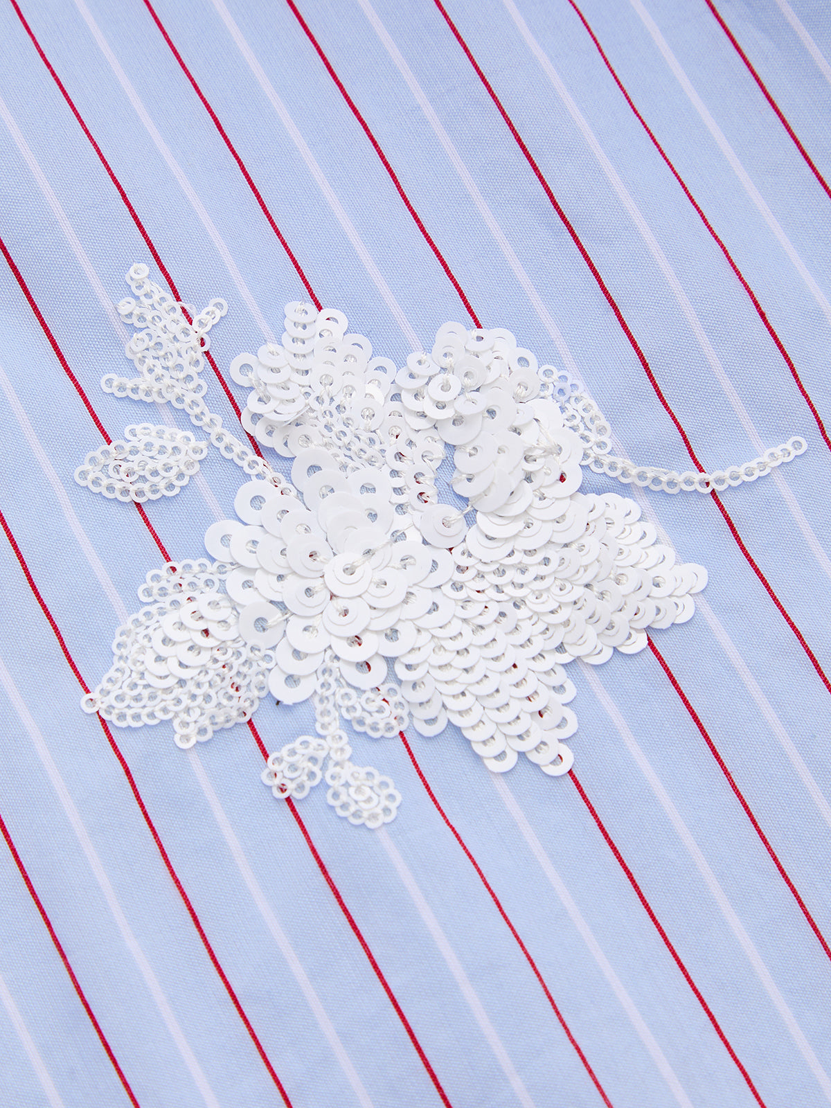 3D Flower Embroidery Striped Shirt