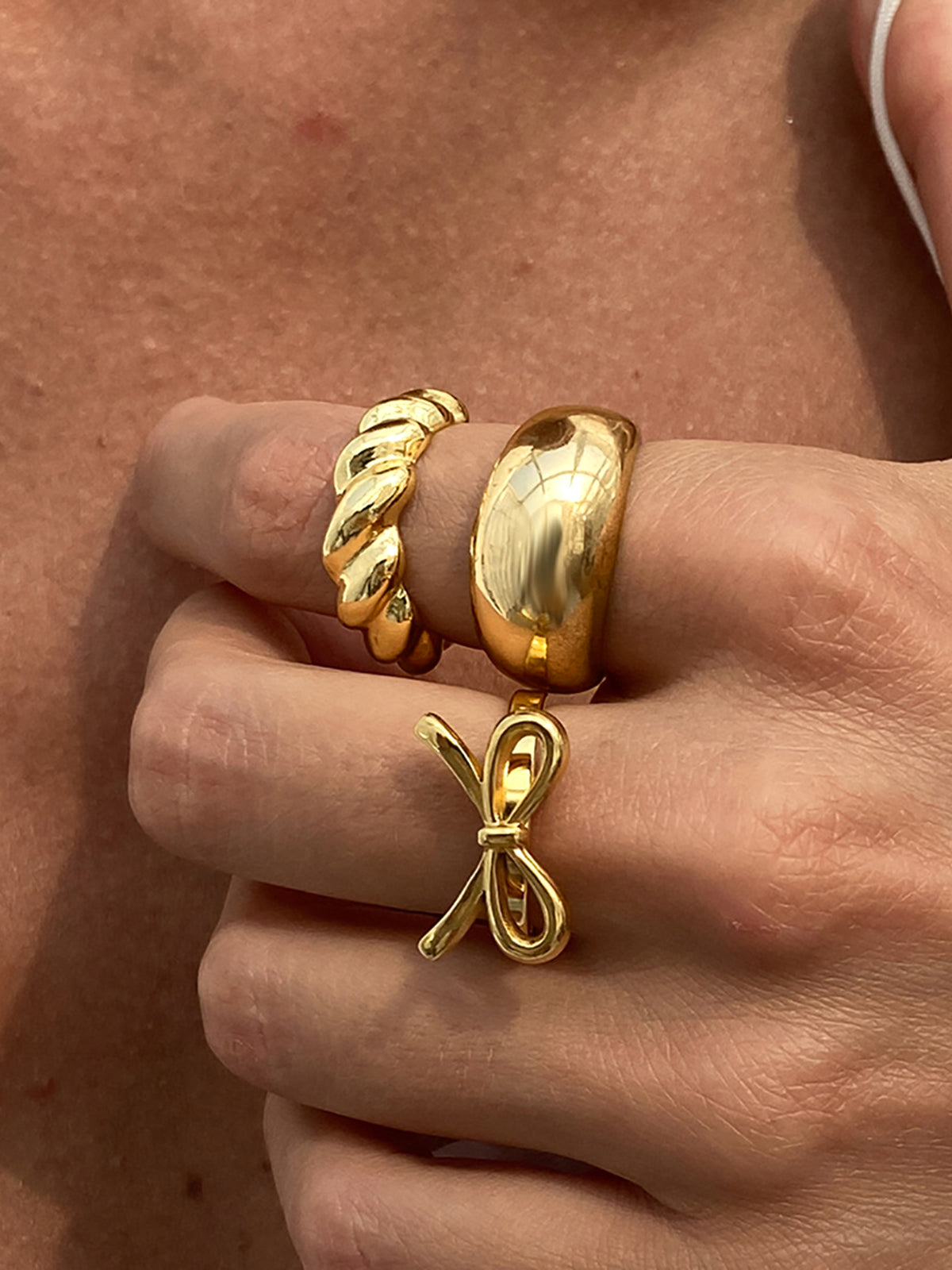 3pcs Bow Twist Chunky Statement Ring Set