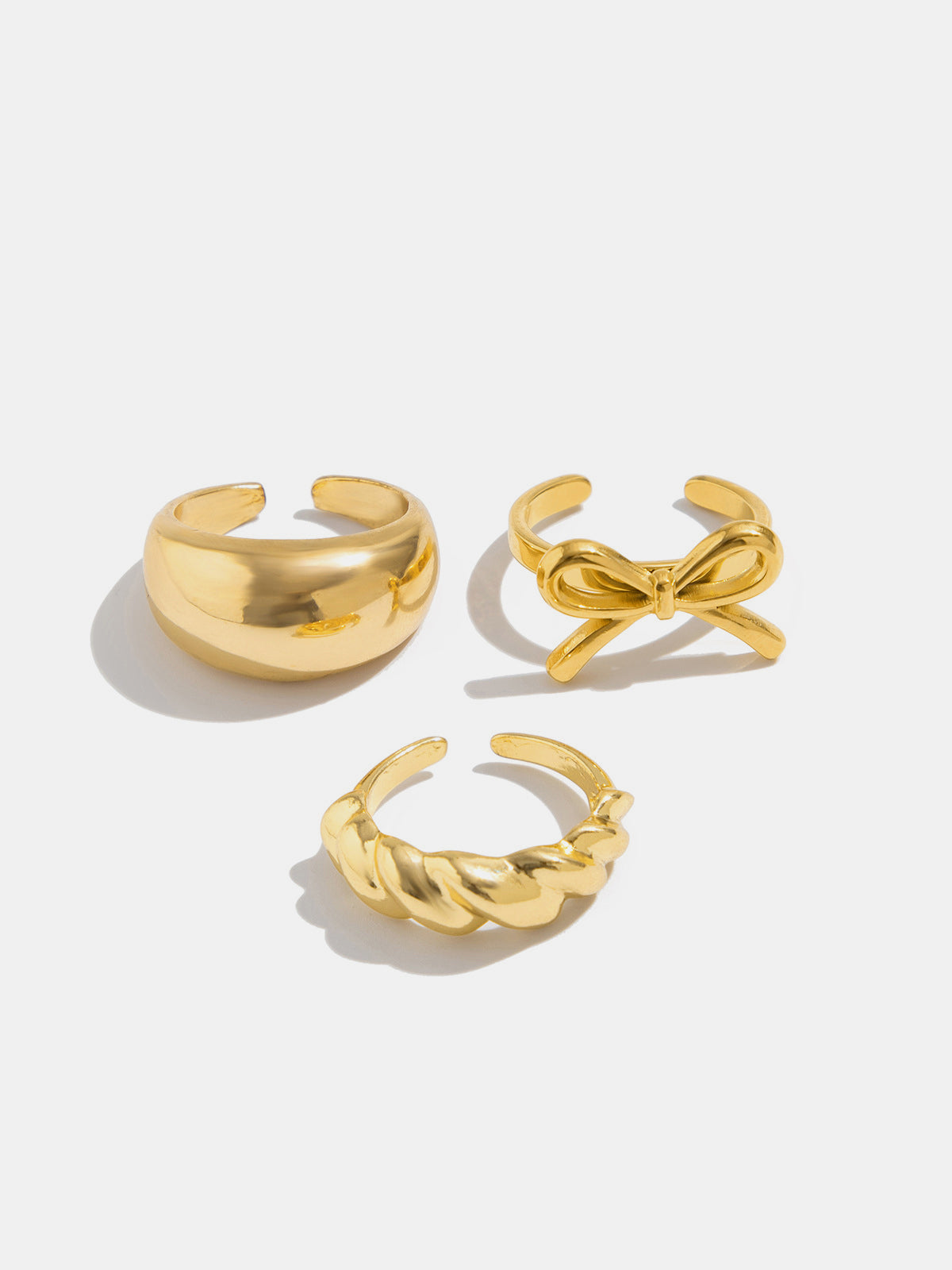 3pcs Bow Twist Chunky Statement Ring Set