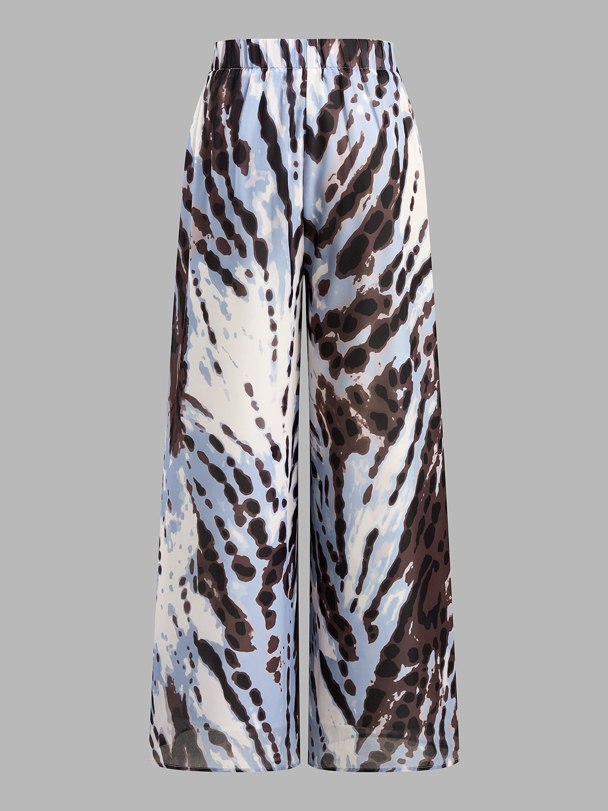 Abstract Animal Print Pleated Wide Leg Pants