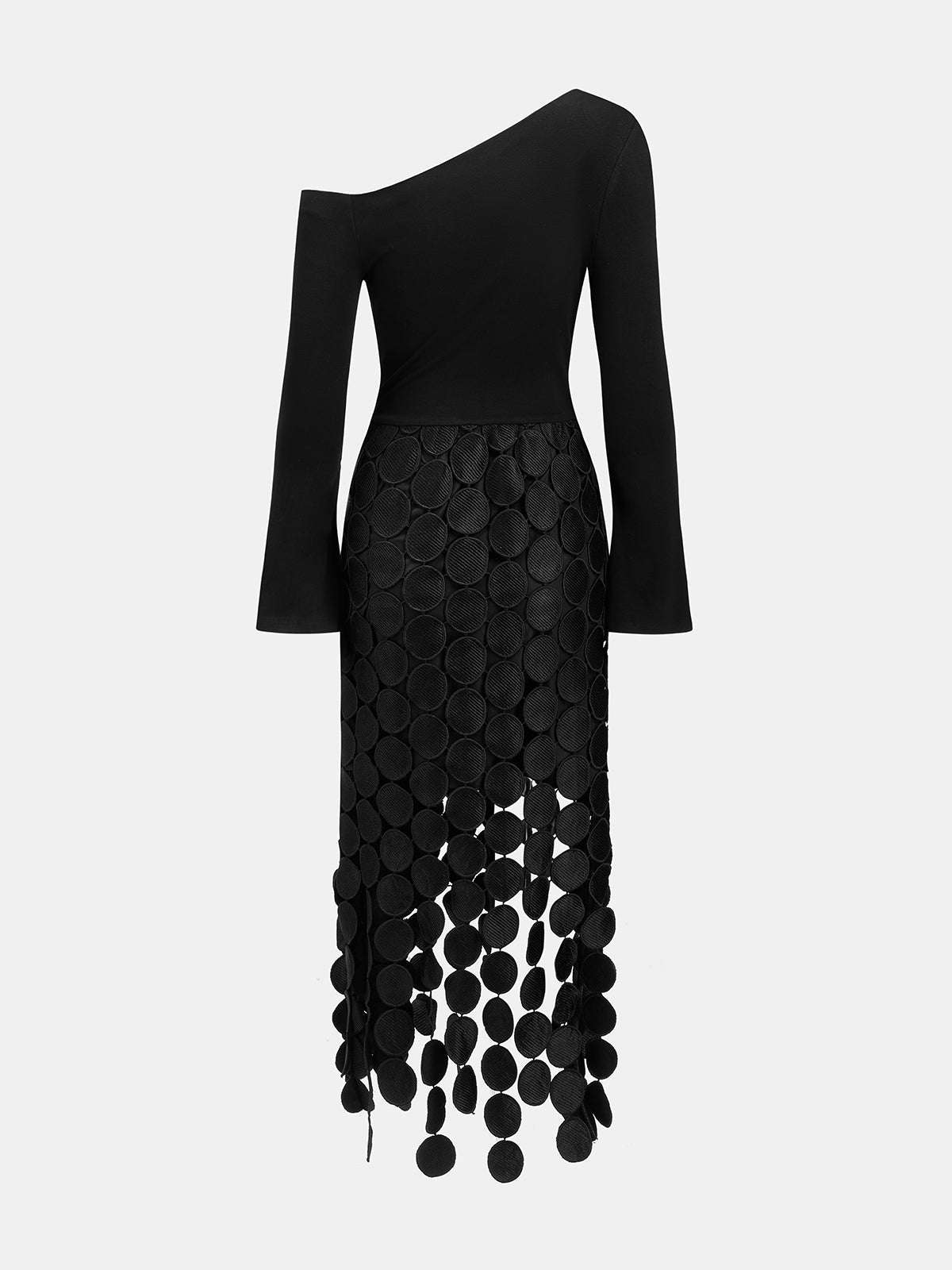 Asymmetrical Circle Fringe Midi Dress
