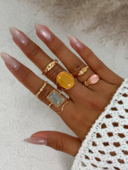 7pcs Vintage Gemstone Stacking Ring Set