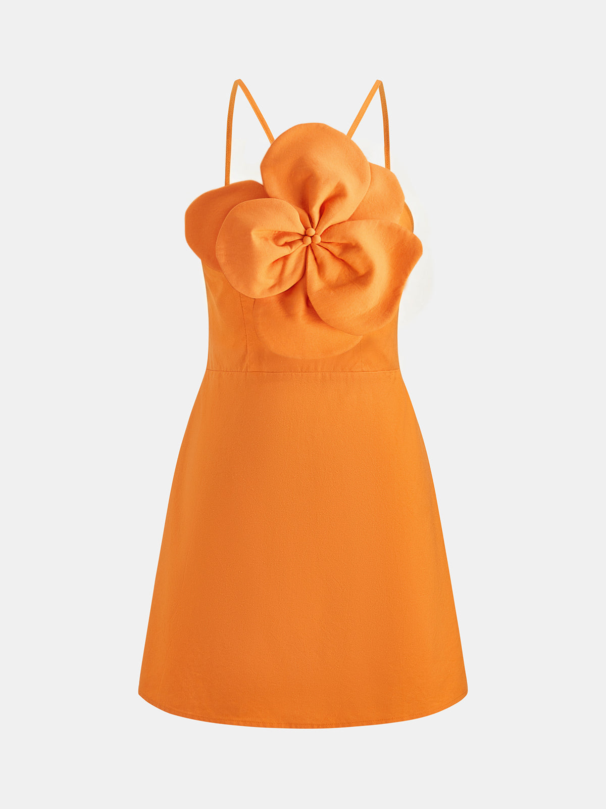 3D Flower Cotton Linen Slip Mini Dress